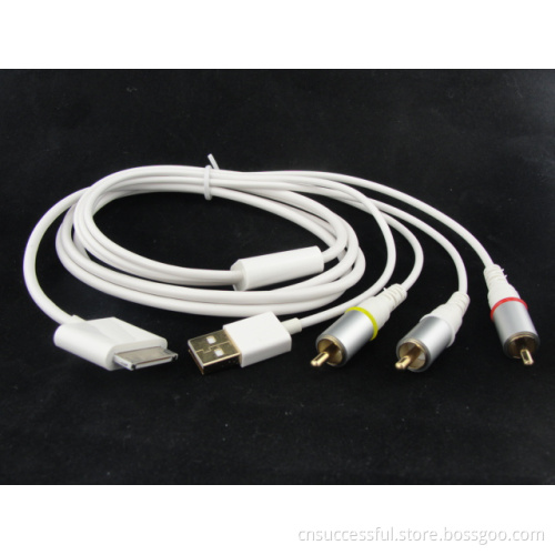 Composite RCA Cable AV Video to TV USB Charger for iPod, iPad2, iPhone 4 4s